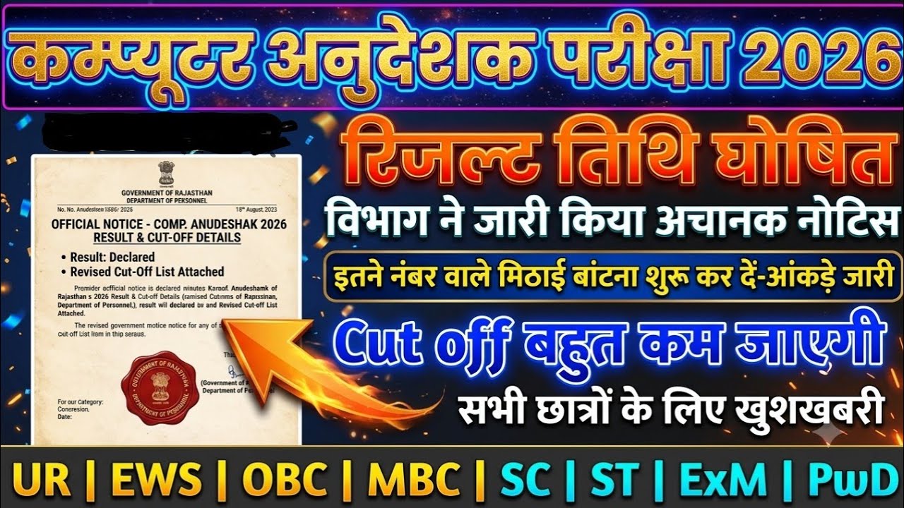 Rajasthan Computer Instructor Cut Off 2026 | Computer Instructor Result Date 2026 | Safe Score?