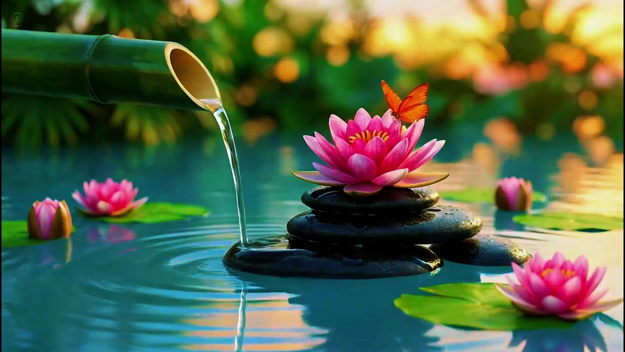 Relaxing Sleep Music with Bamboo Water Sound🌿Relaxing Sleep, Study & Calming Deep Relaxation,Yoga