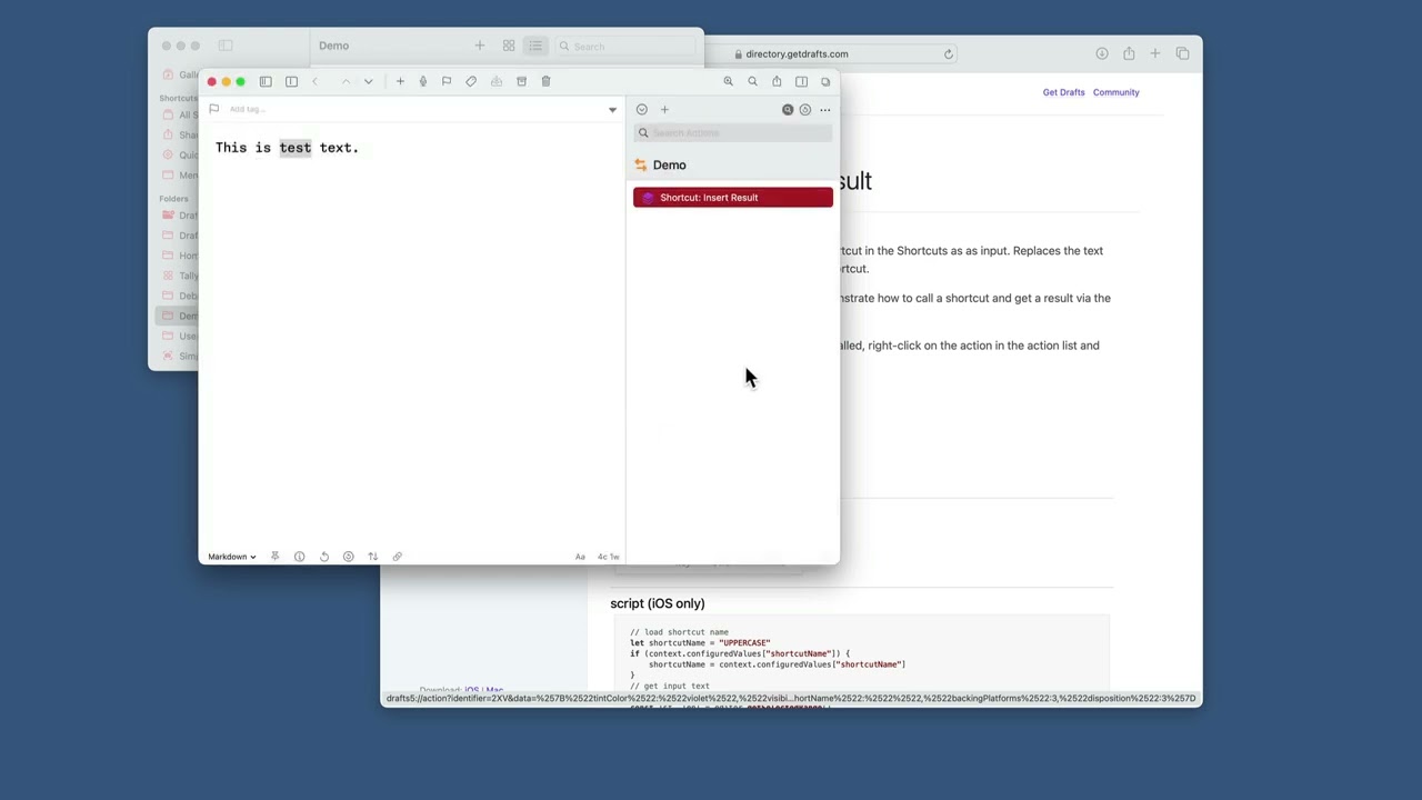 Drafts: Shortcuts Demo Action