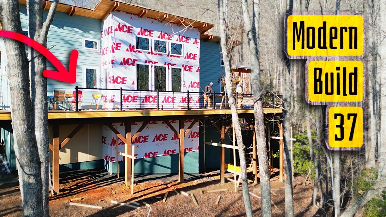 Modern Home Build | 37 | water connection, Envision deck railings, roofing & MORE!