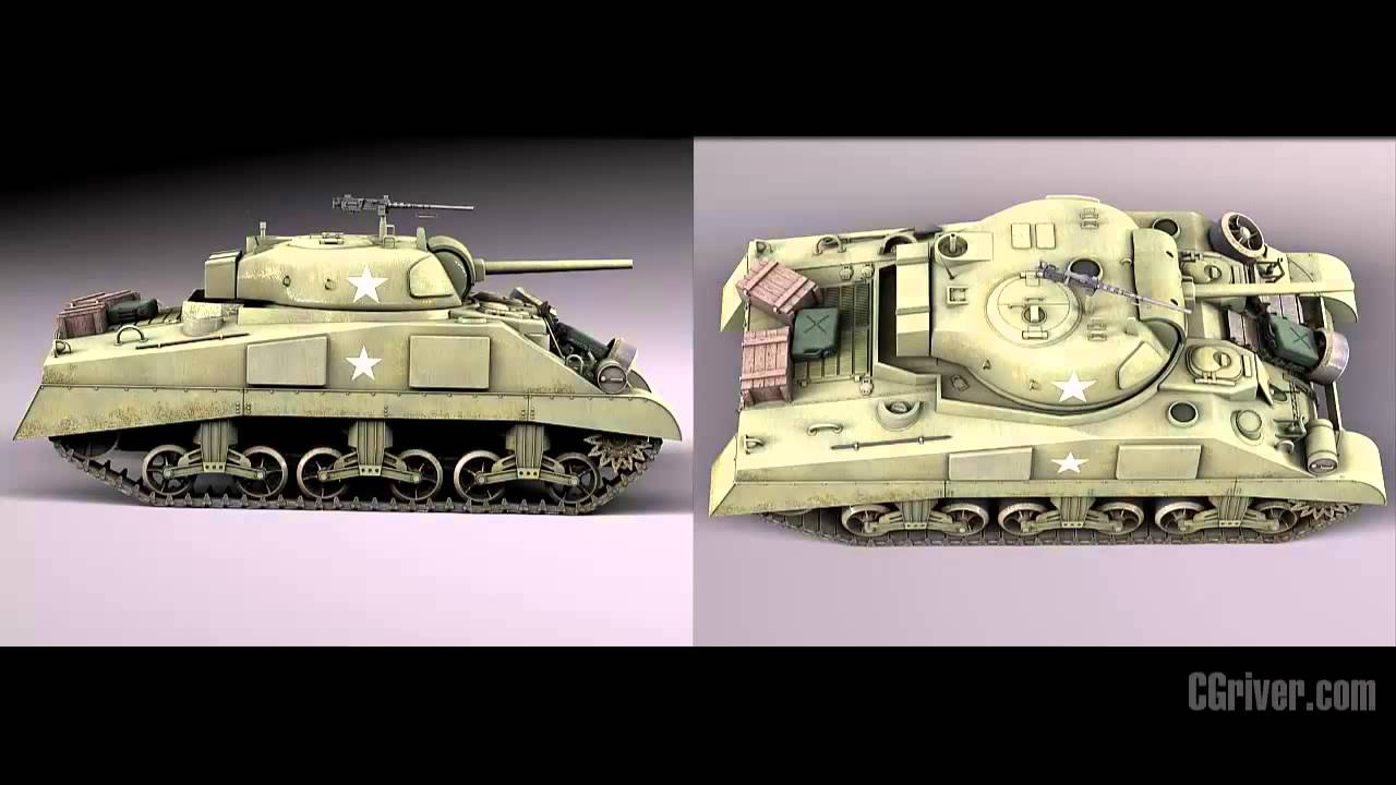 3D Model: M4A2 Sherman Tank with Equipment - CGriver.com