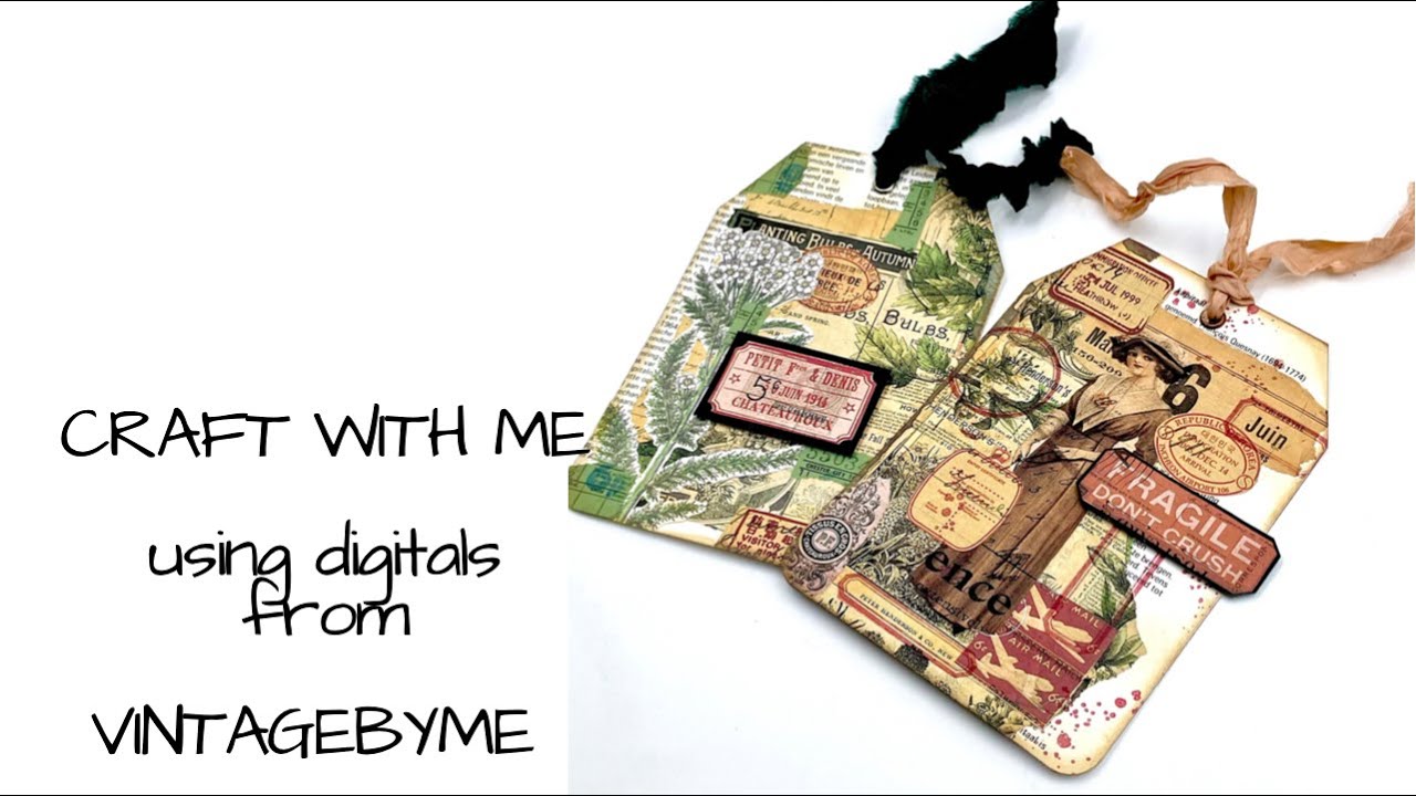 CRAFT WITH ME. , making tags with pretty digitals by @vintagebyme