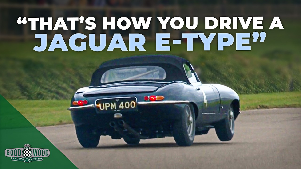Разве бывают круги красивее? Jaguar E-Type на полной скорости в Гудвуде.