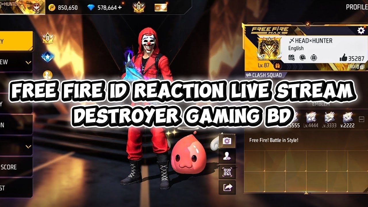 Free Fire ID Reaction Live Stream🥰🔥আজকে সবার আইডি দেখবো, কে কত প্রো ?? 🇧🇩💯