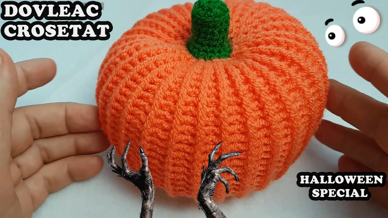 Am făcut un DOVLEAC pentru HALLOWEEN ! TUTORIAL de croșetat - How to crocket a pumpkin