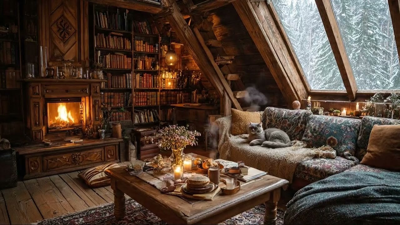 Cozy Cabin Library Jazz 📚🔥 | Warm Jazz Ambience for Reading & Focus