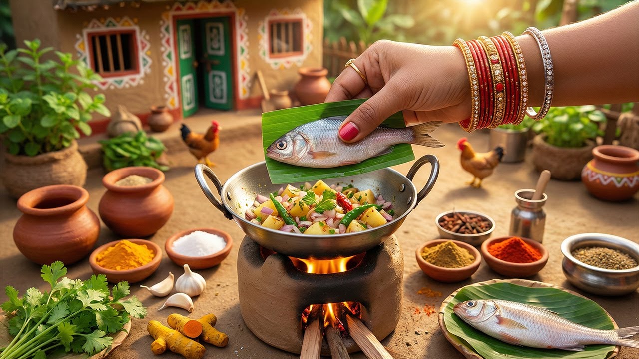 Miniature Indian Banana Leaf Fish 🐟🤤 How To Make Tiny Fish | Tiny Foodkey