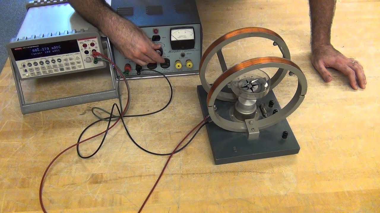 Using a Helmholtz coil and a compass