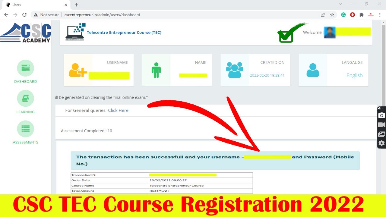 CSC TEC Course Registration 2022 For New CSC Application | TEC Registration 2022