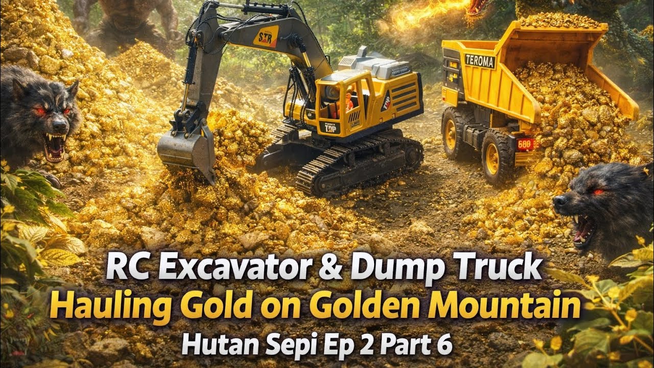 RC Excavator & Dump Truck Hauling Gold on Golden Mountain | Hutan Sepi Ep 2 Part 6
