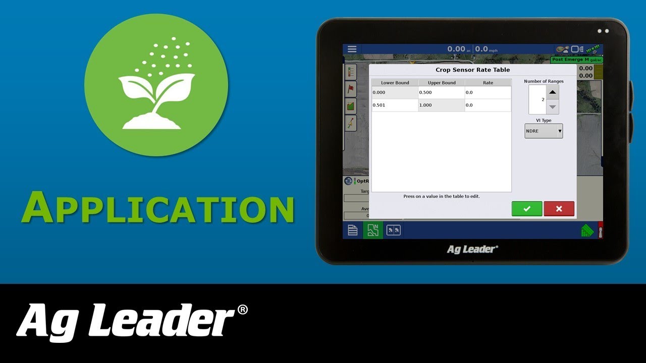 Custom Application Rate Table with OptRx&reg; Crop Sensors