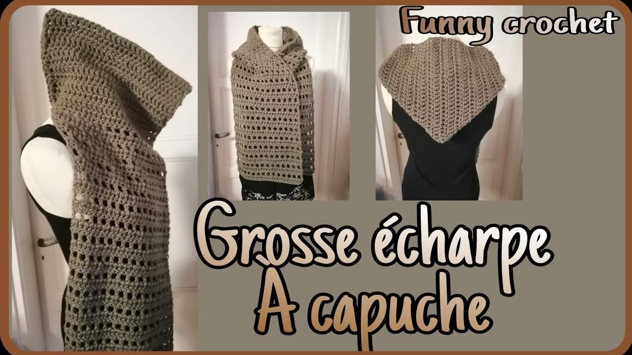 Moins de 2€ pour cette écharpe à capuche au crochet !!! @FunnyCrochet #crochet