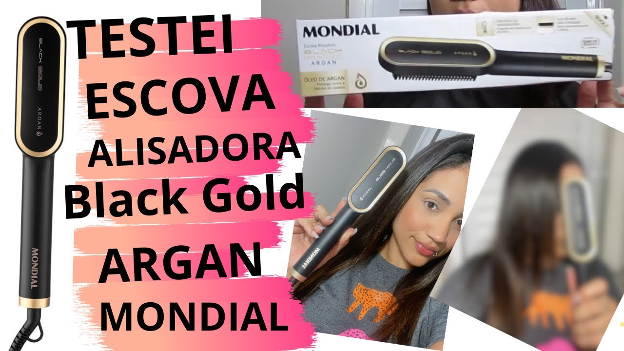 TESTEI ESCOVA ALISADORA BLACK GOLD ARGAN DA MONDIAL-LEINHA SANTOS  #hairstyle #hair #viral #fyp