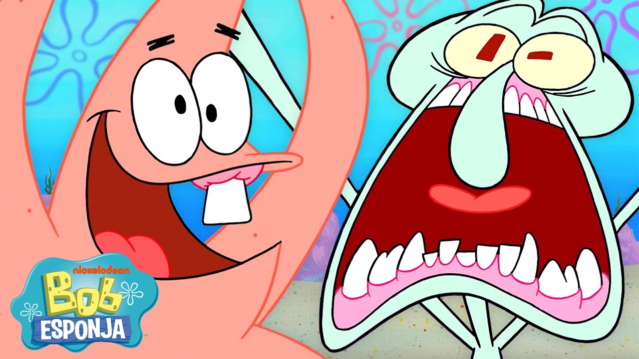 Bob Esponja | Patrick irrita Lula Molusco por uma hora inteira! | Bob Esponja em Português