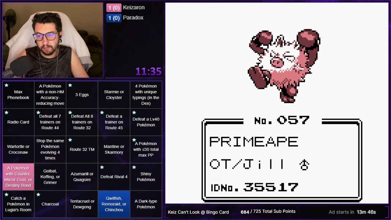 Pokemon Crystal Randomizer Blackout Bingo Race w/ Paradoxical Remedy - Aug. 27, 2025 (Game 1)