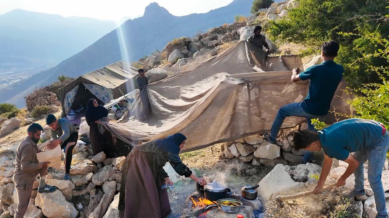 Amir's Family Builds a Food Shelter & Sets Up Their Tent in the Highlands