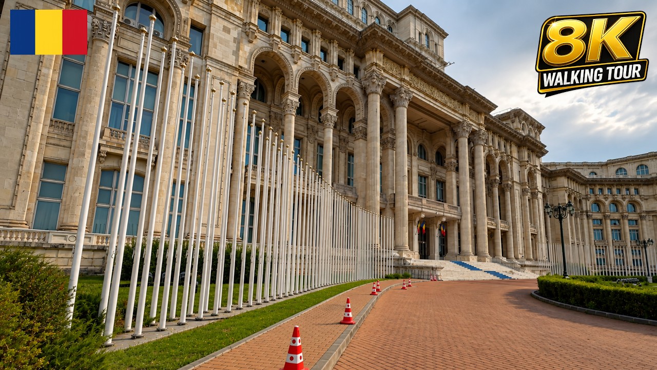 🇷🇴 Palace of the Parliament Courtyard 🏛️ Complete Walking Tour | Bucharest 8K