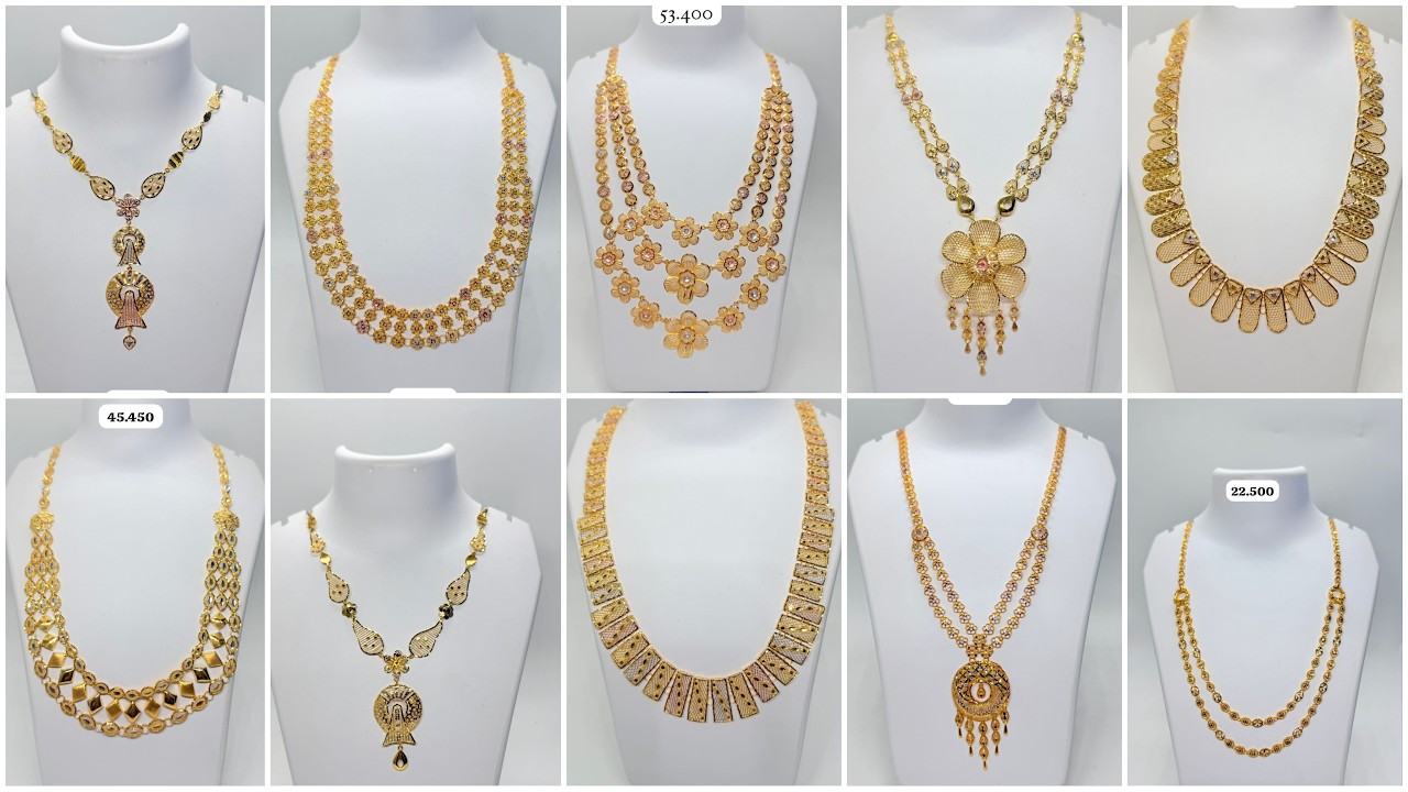Latest Long Necklace Designs, Haram Designs, Gold Necklace Designs