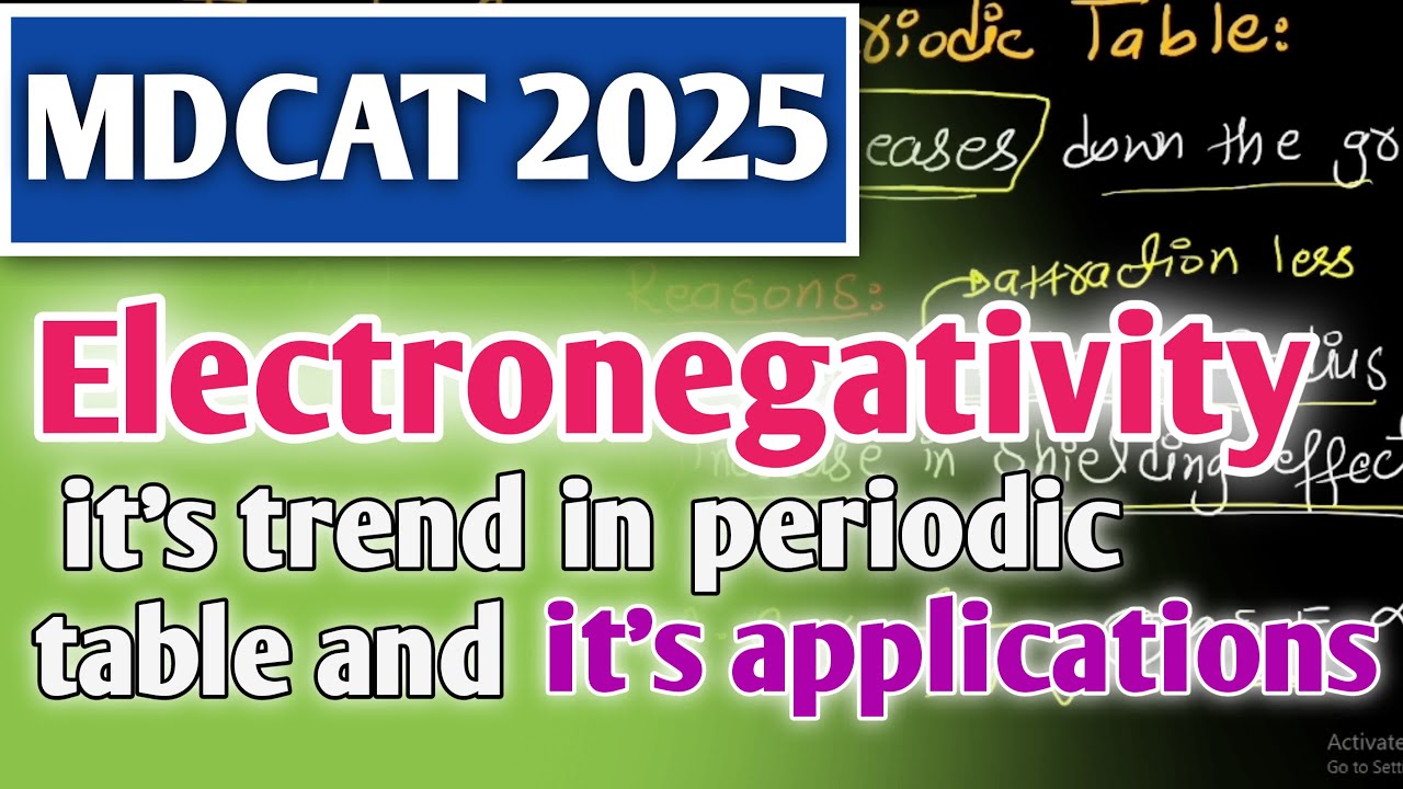 Lec: 7 Electronegativity and its trend in periodic table MDCAT chemistry lectures