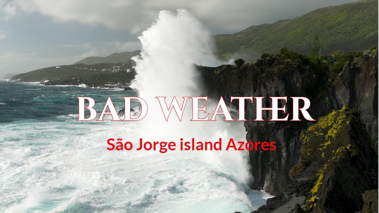 Mau tempo nos Açores. Ondas gigantes. Ilha São Jorge Açores. Porto dos Terreiros, Urzelina, Manadas