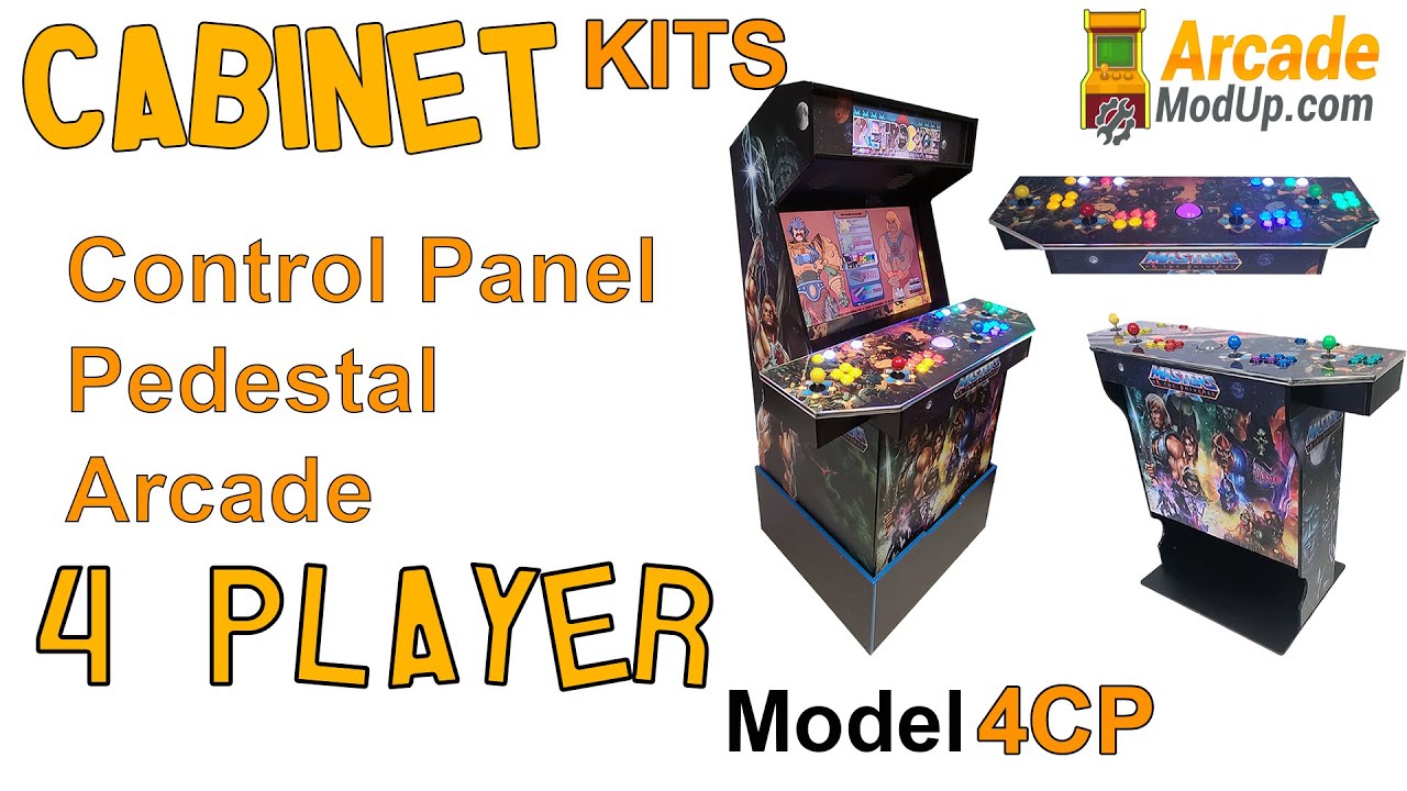 ArcadeModUp 4 Player Control Panel, Pedestal, and Cabinet