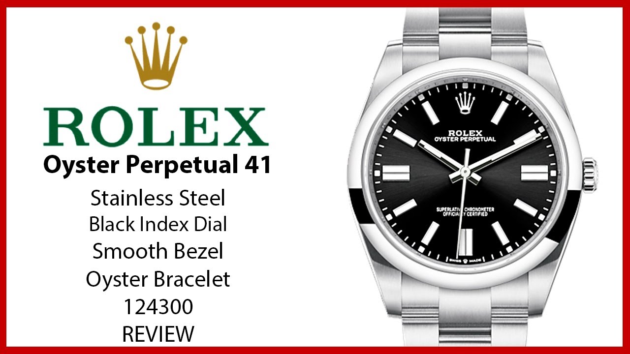 ▶ Rolex Oyster Perpetual 41 из нержавеющей стали с черным циферблатом и гладким безелем Oyster 12...