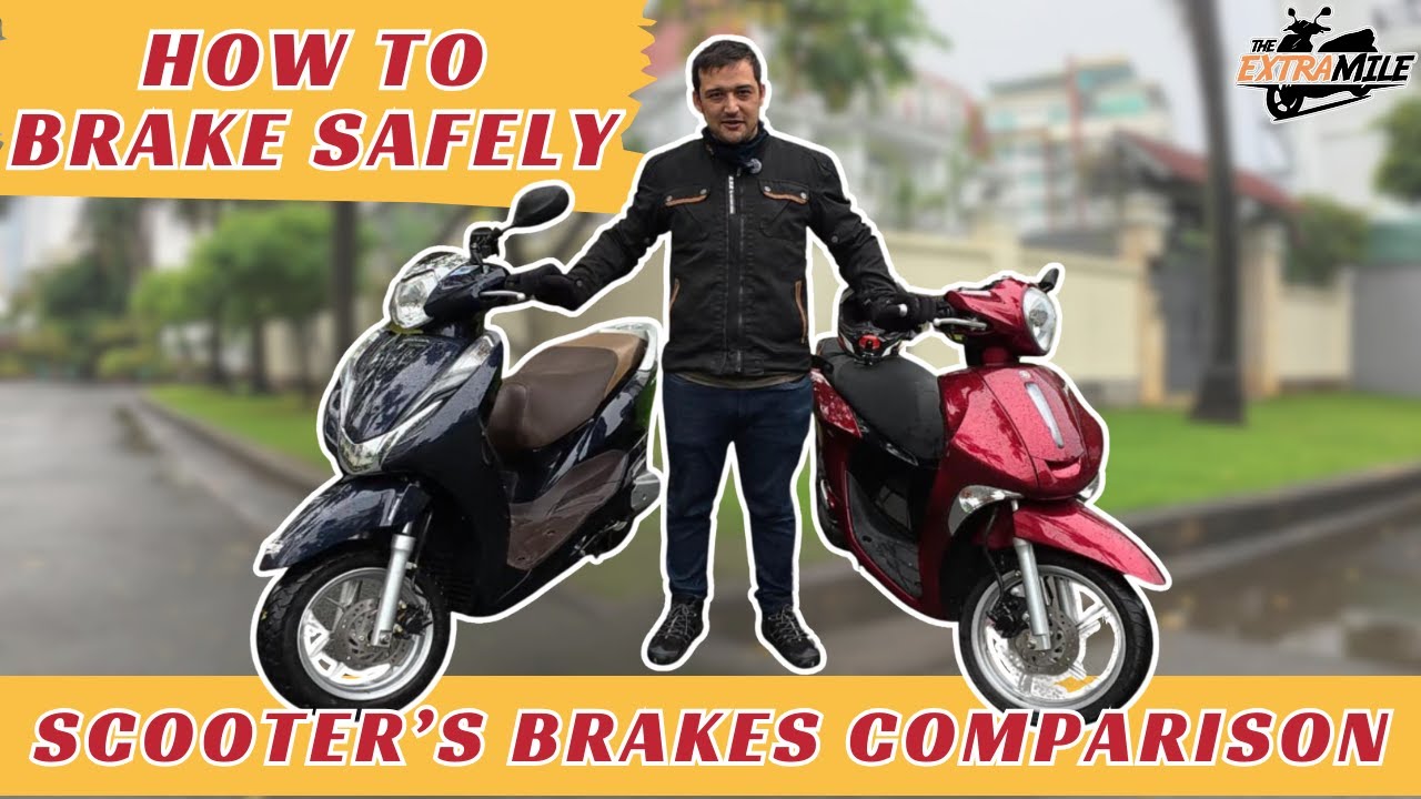 Safe braking on a scooter - Conventional Braking vs. CBS (Combined Brake System) -