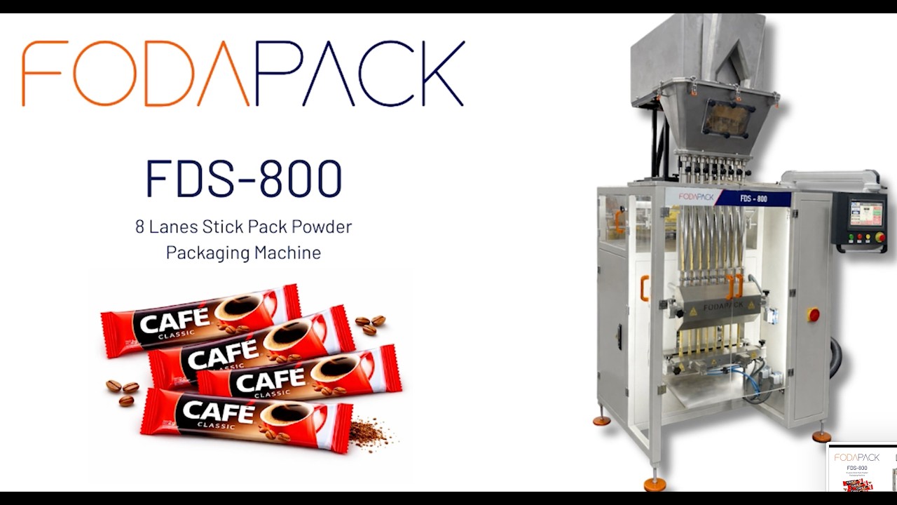 Automatic 8 Lanes Stick Pack Packaging Machine - Instant Coffee Powder FDS - 800