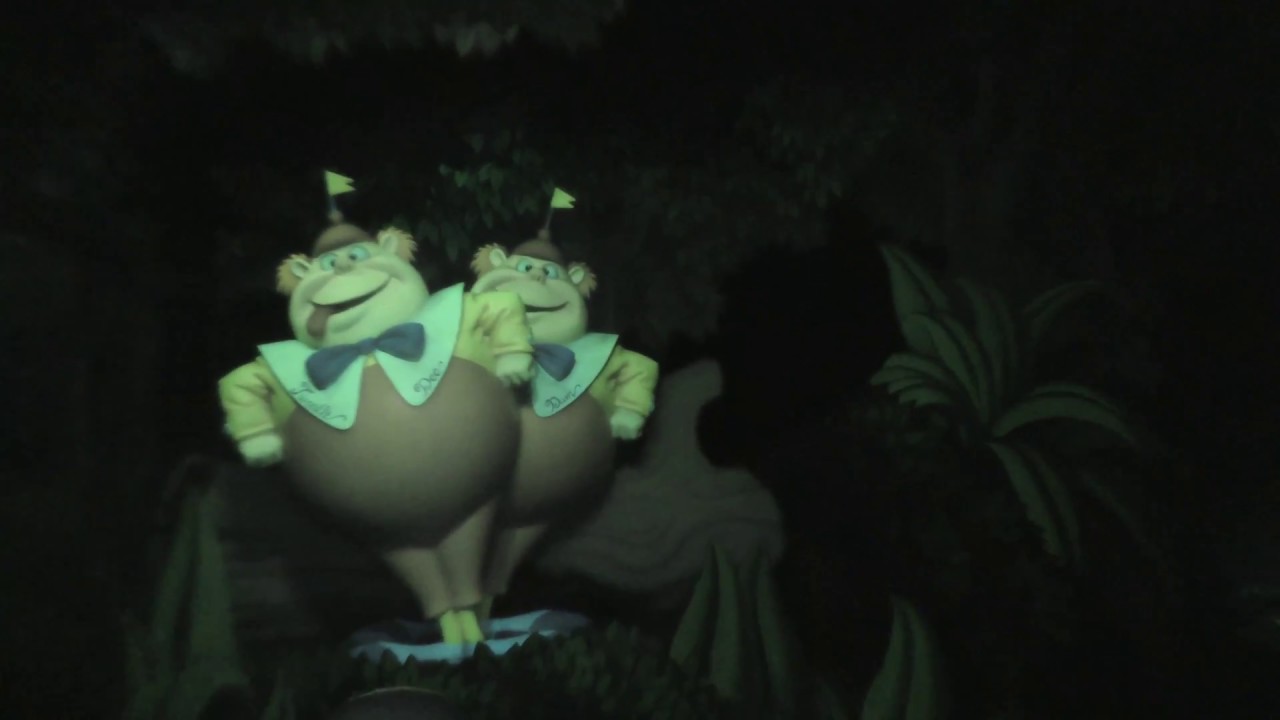 Alice in Wonderland Dark Ride Attraction in Night Vision Onboard POV at Disneyland Theme Park CA