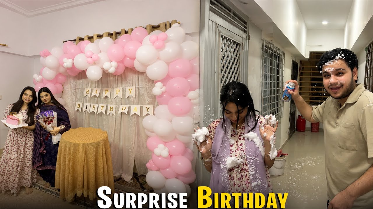 Momina ne apni little sister ko birthday surprise kara😍| Sali par snow spray ki barish kardi😂