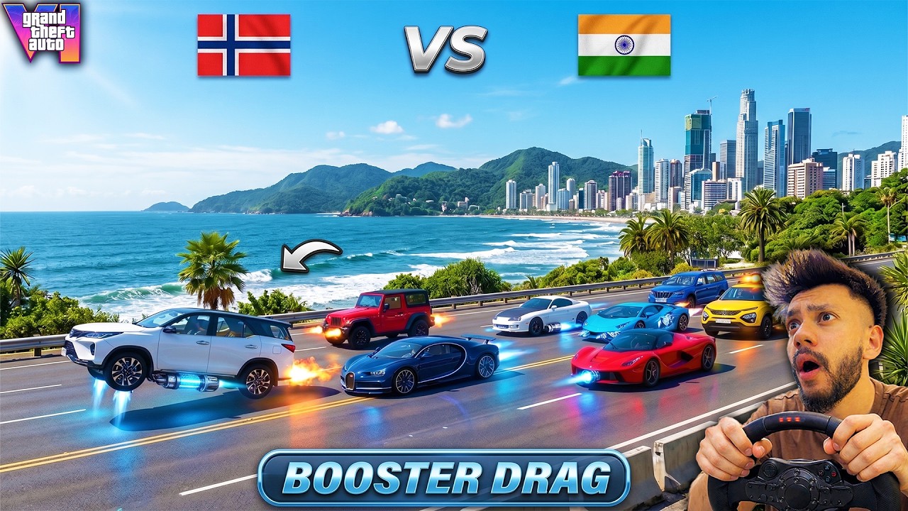 GTA 5 BOOSTER INDIAN CARS VS SUPER CARS EXTREME DRAG RACE😨😍 CHALLANGE GTA 5