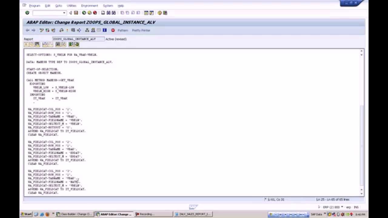 SAP-OOPS Global Instance ALV Interactive Report