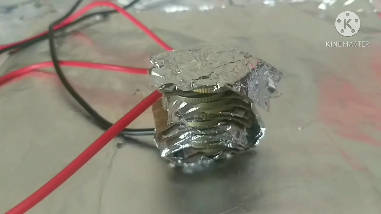 Pila con Monedas, aluminio y carton experimento casero