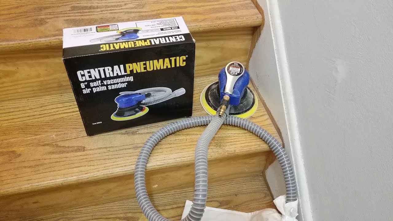 Central Pneumatic 6 in. Self-Vacuuming Palm Air Sander Review