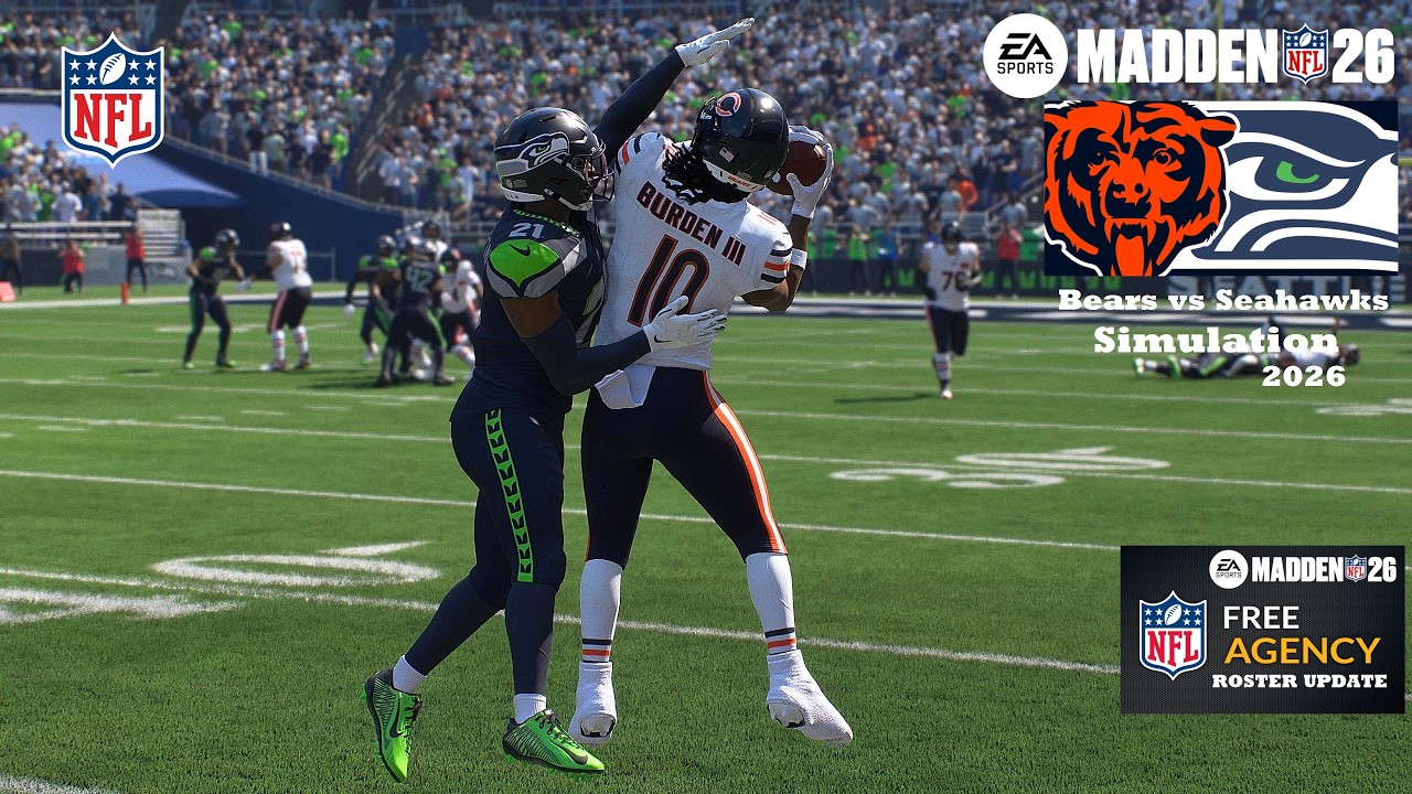 Madden 26 Kalif Raymond Bears vs Rashid Shaheed Seattle Seahawks - Updated Roster Sim 2026 Game Play