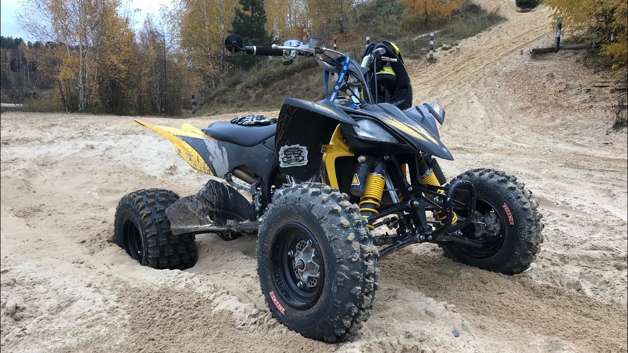 На квадриках по лесу   Yamaha YFZ450R, YFM700/ CRASH  Honda TRX700/ Kawasaki KFX450/ moto Aprilia.