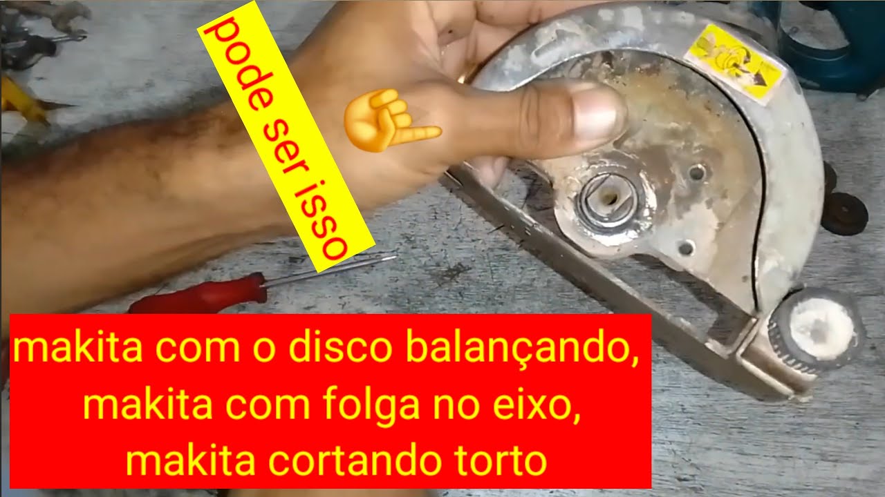 serra mármore makita com o disco balançando, makita com folga no eixo, makita cortando torto,