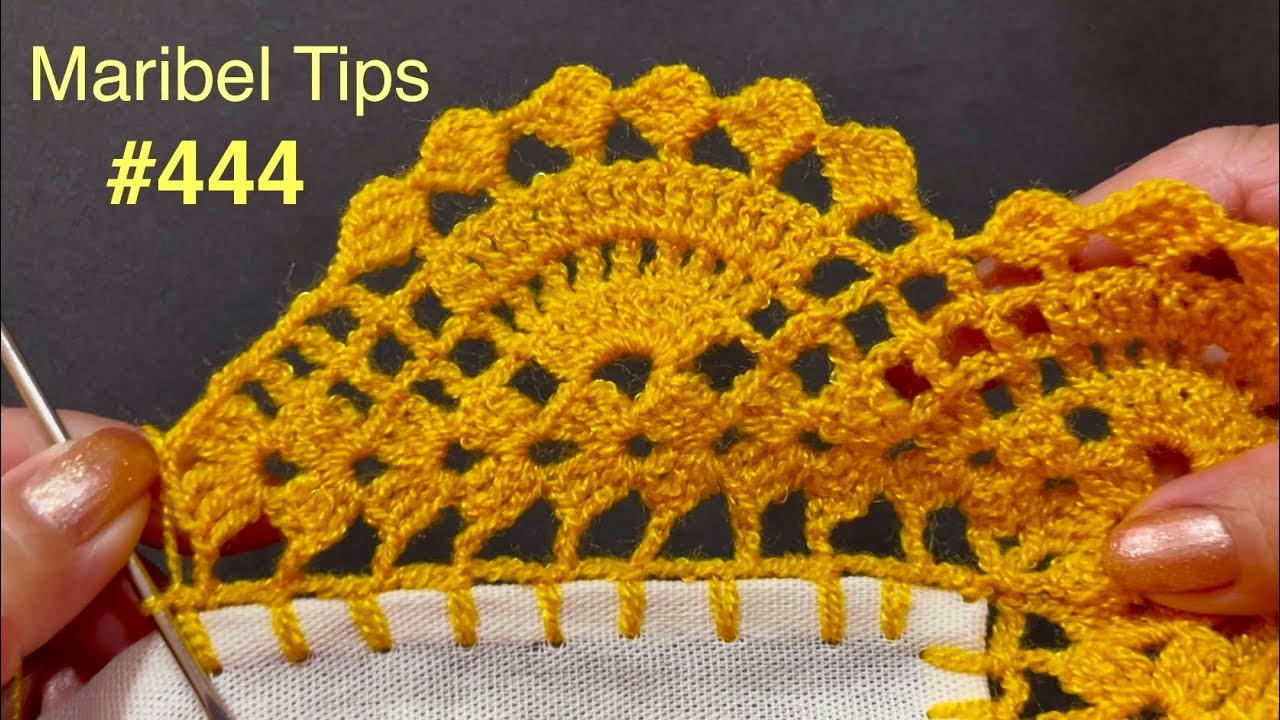 AMIGAS esta puntilla es muy facil  de tejer 🍏orilla grande para servilletas # 444