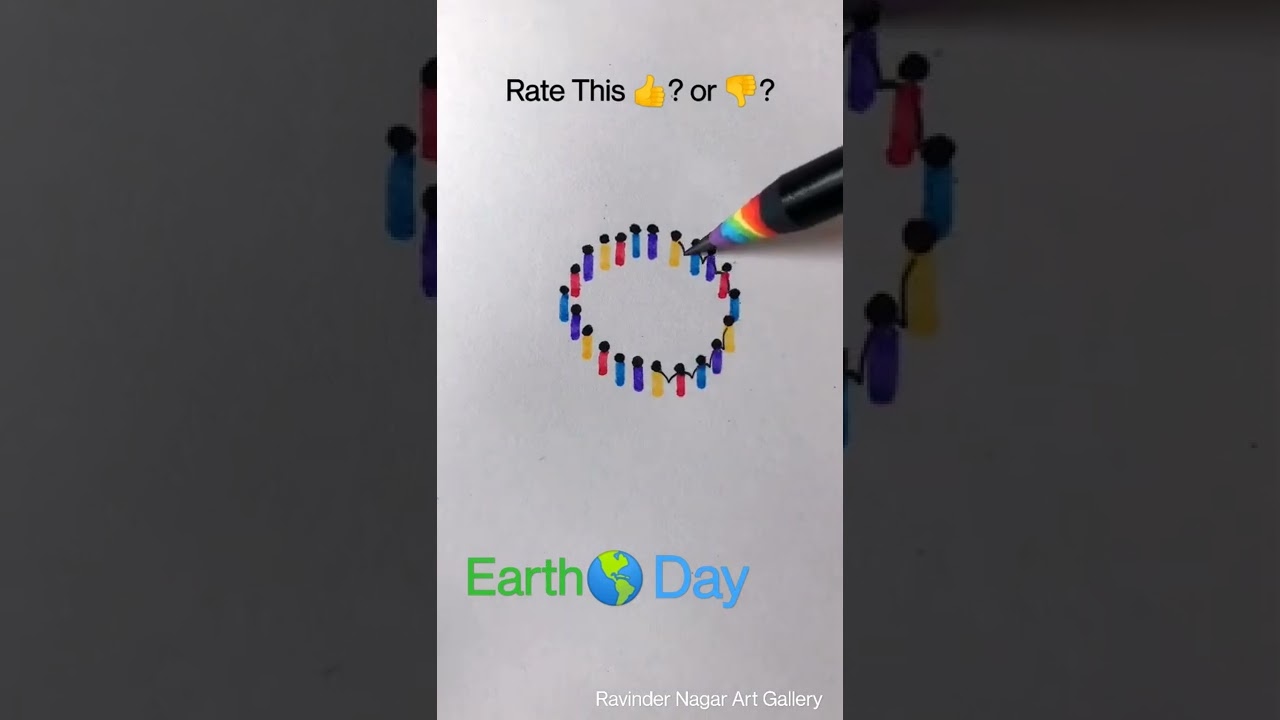 Earth Day Drawing using Sketch Pen || Easy Marker Drawing Technique #shorts #drawing #art #earthday