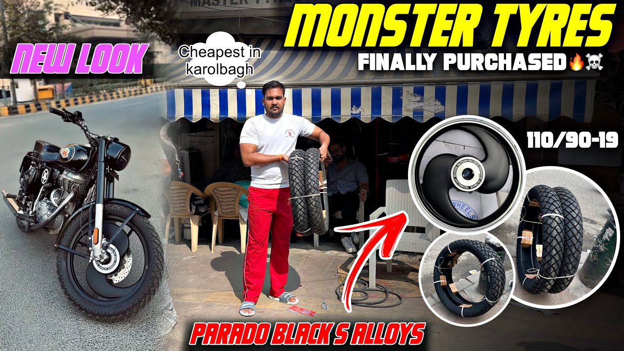 Finally Purchased Monster Wide Tyres For Our Bullet | Cheapest Bullet Wide Tyres in Karolbagh Market