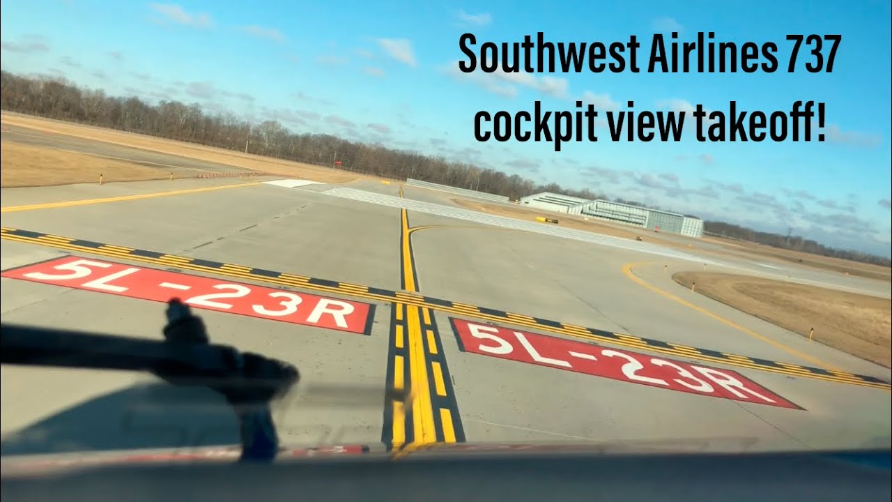 Southwest Boeing 737-700 Cockpit View Takeoff from Indianapolis International Airport (IND)