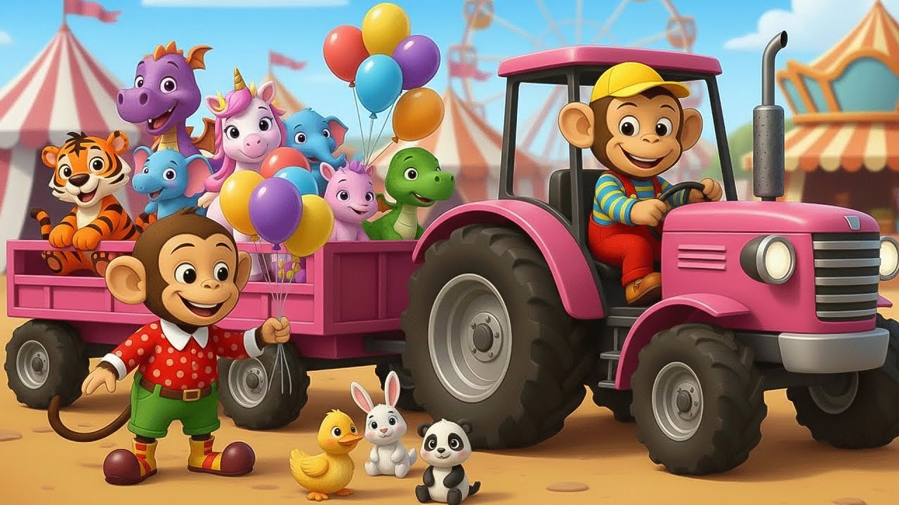 Farmer Monkey Fixes Tractor, Crane and Plows Radish Field - Farm Jobs🐒🚜
