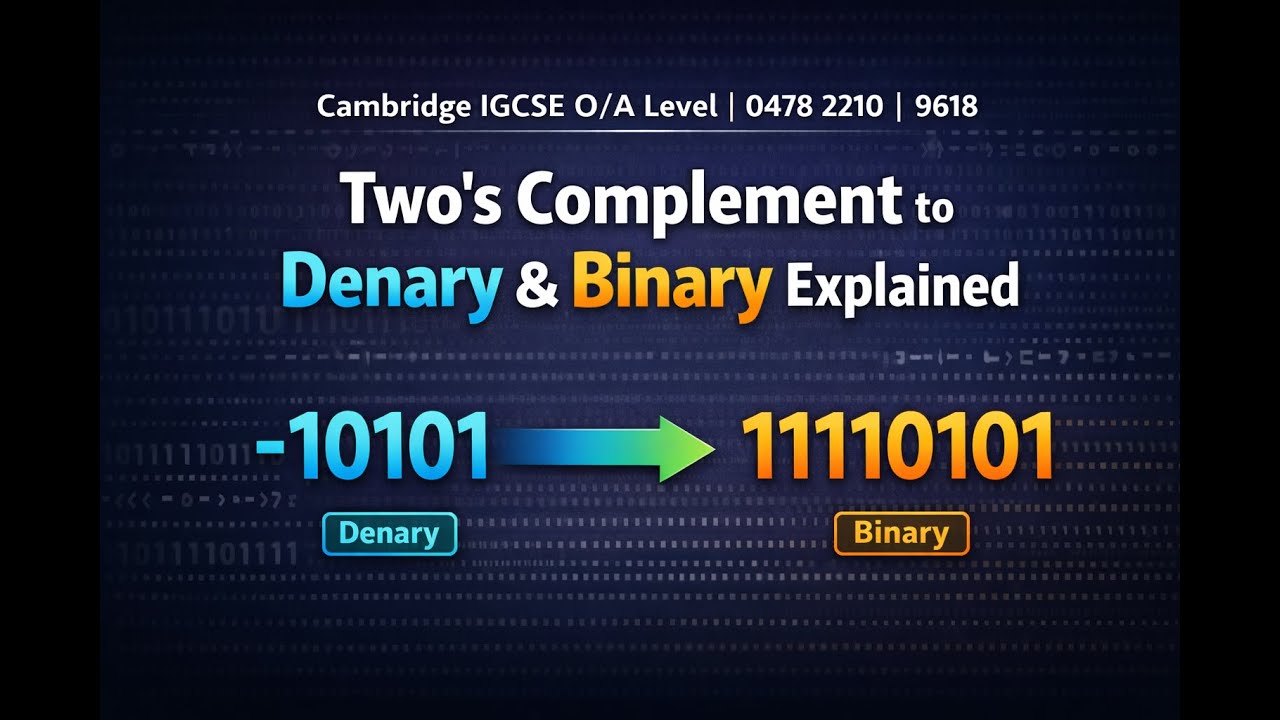 Two’s Complement to Denary & Binary Explained | Cambridge IGCSE  O/A Level  | 0478  2210 | 9618