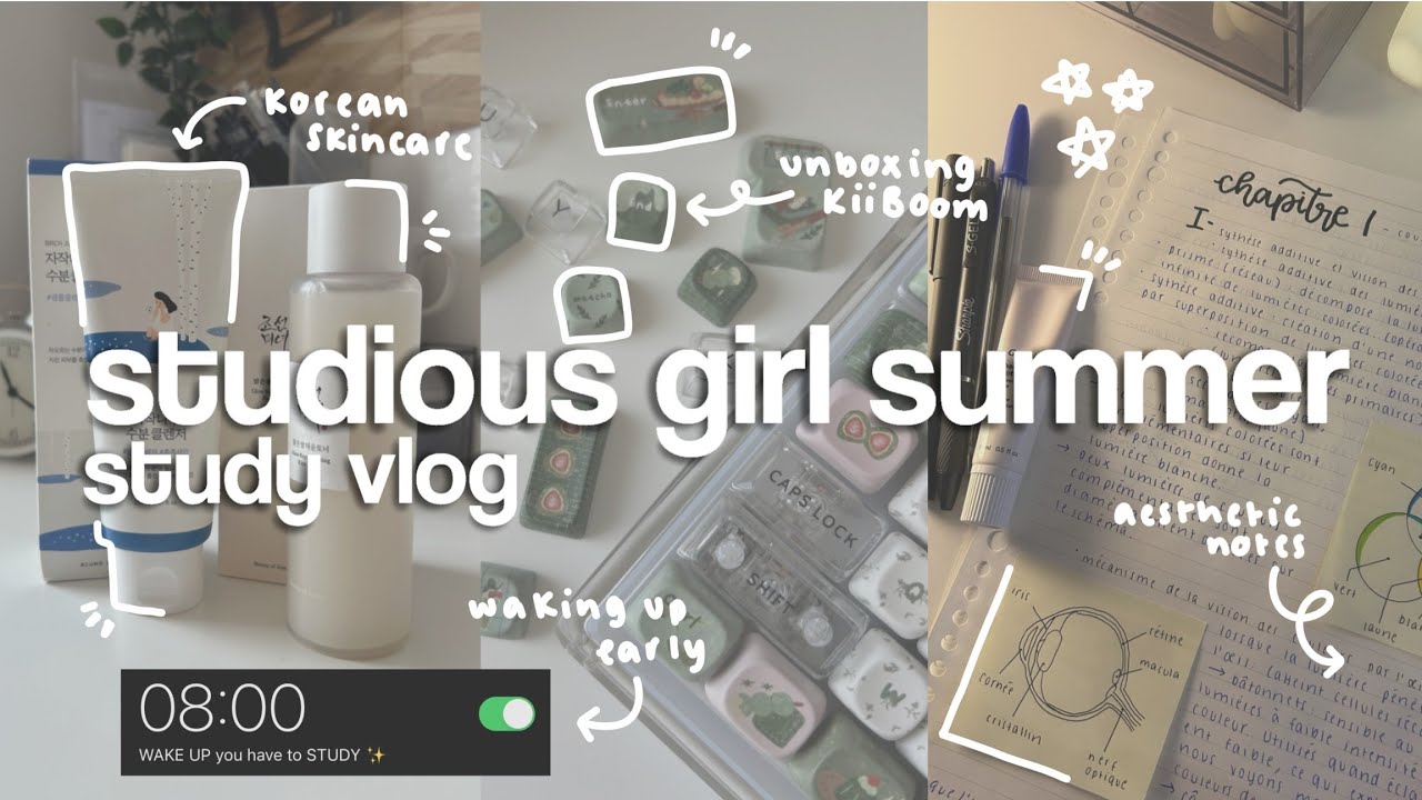 🖇️🍐 summer STUDY VLOG | korean skincare, tips, aesthetic notes, what I eat, unboxing