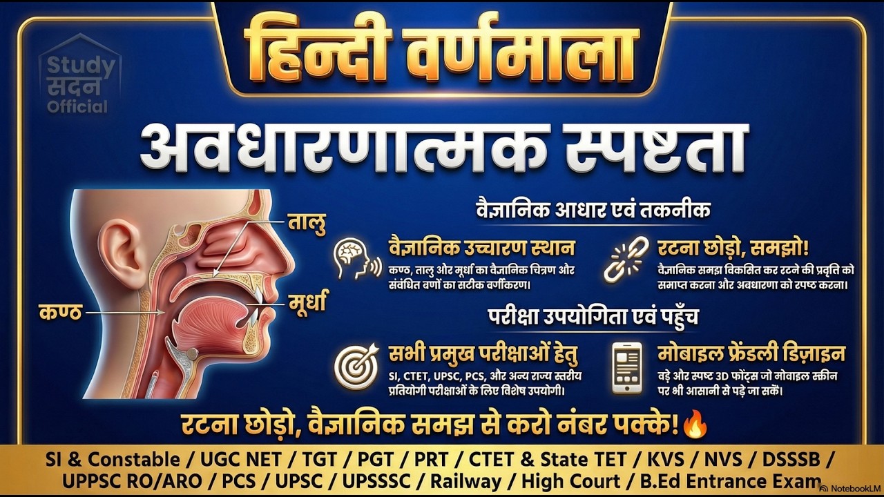 हिन्दी वर्णमाला: वर्गीकरण और उच्चारण स्थान (रटना मना है!)