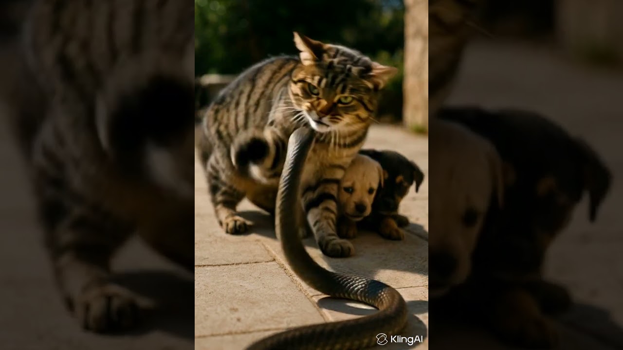Cat Mom vs Snake! Epic Battle to Protect Her Pups Who Wins?Hero Cat vs Snake Protecting the Puppies