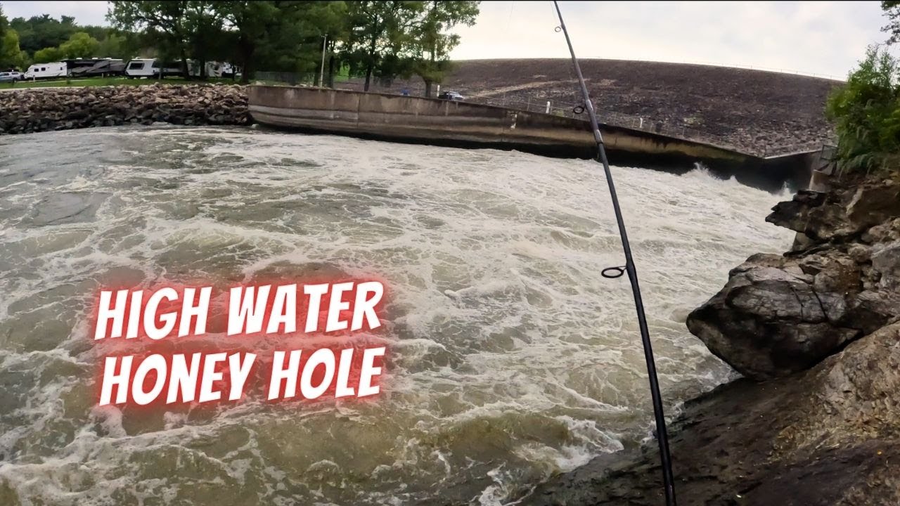 High Water Attracted All the Fish to This Raging Spillway (Summer Spillway Fishing)