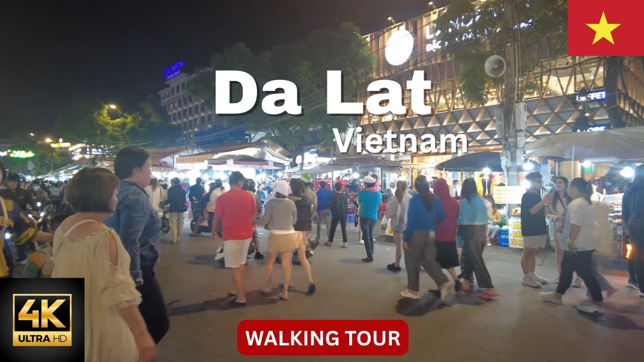 4K Night Market Walk in Da Lat, Vietnam 🇻🇳 | Busy 2024 Street Market Walking Tour 60FPS