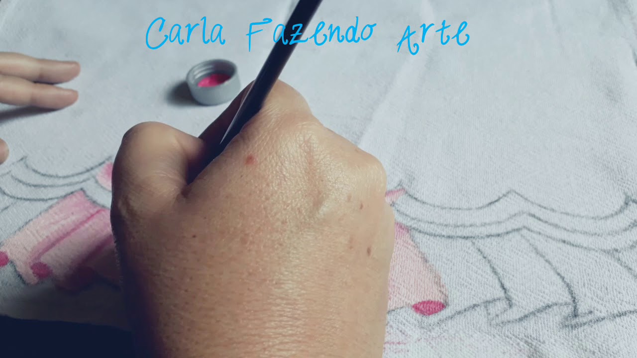 Pintando falso barrado em pano de prato