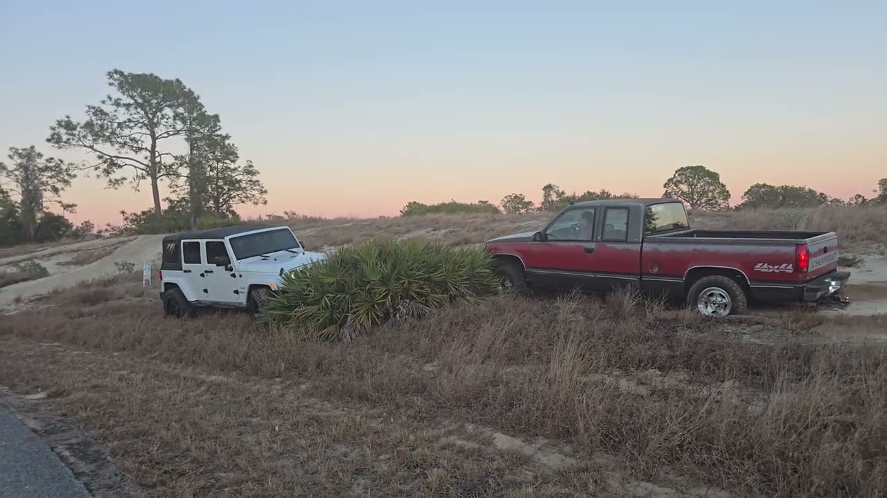 Jeep pulling out a Chevy 